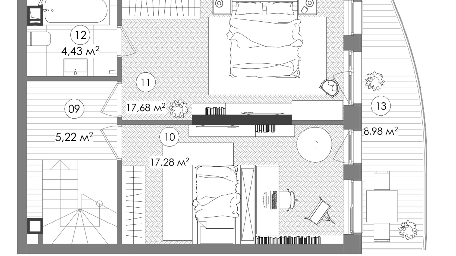 Планування 4-кімнатної квартири в ЖК Creator City 124.01 м², фото 640737