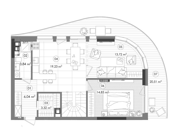 ЖК Creator City: планировка 4-комнатной квартиры 133.31 м²