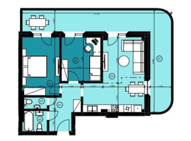 ЖК San Marco: планировка 2-комнатной квартиры 78 м²