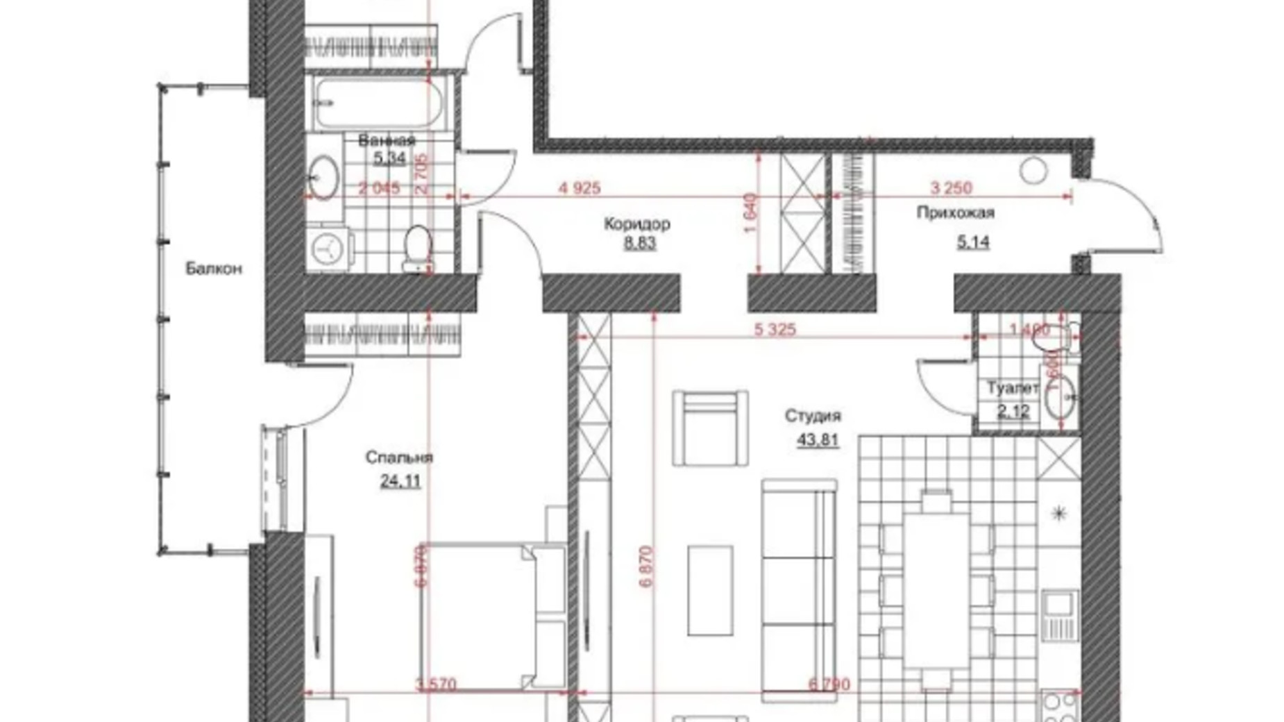 Планування 3-кімнатної квартири в ЖК Oasis 119 м², фото 641641