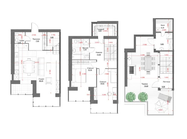 ЖК Oasis: планування 3-кімнатної квартири 166 м²