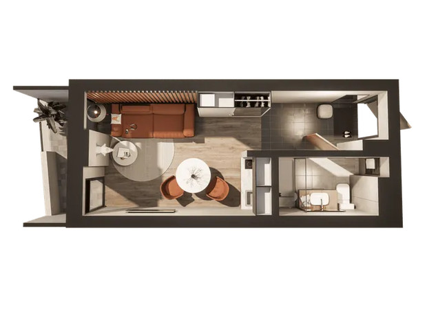 Апарт-комплекс Kardamon Resort & SPA: планировка 1-комнатной квартиры 21 м²