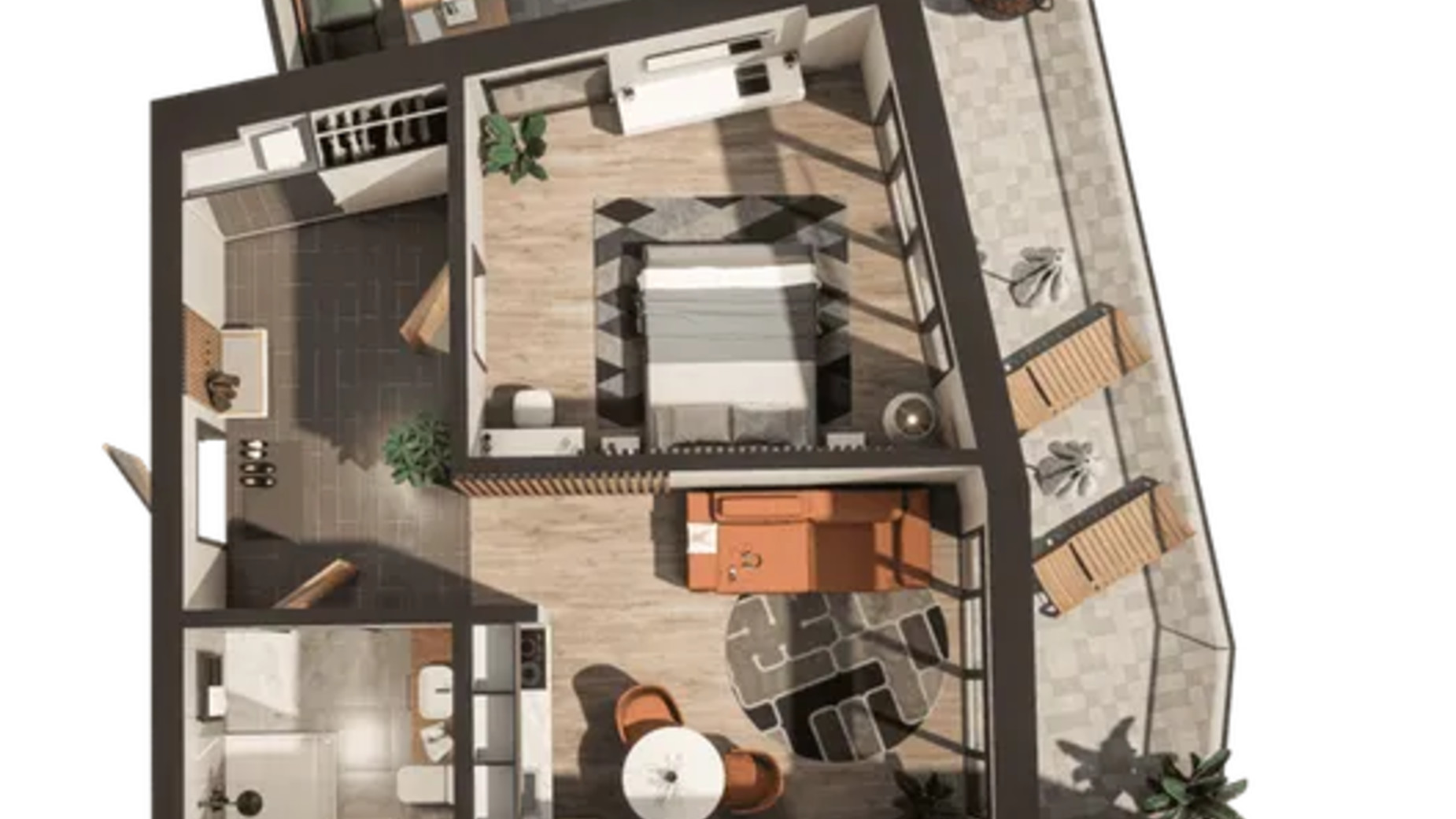 Планировка апартаментов в Апарт-комплекс Kardamon Resort & SPA 55 м², фото 641651