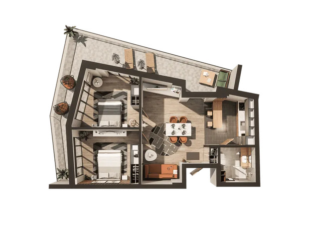 Апарт-комплекс Kardamon Resort & SPA: планировка 3-комнатной квартиры 86 м²