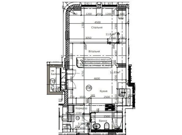 ЖК Маями: планировка 2-комнатной квартиры 42.64 м²