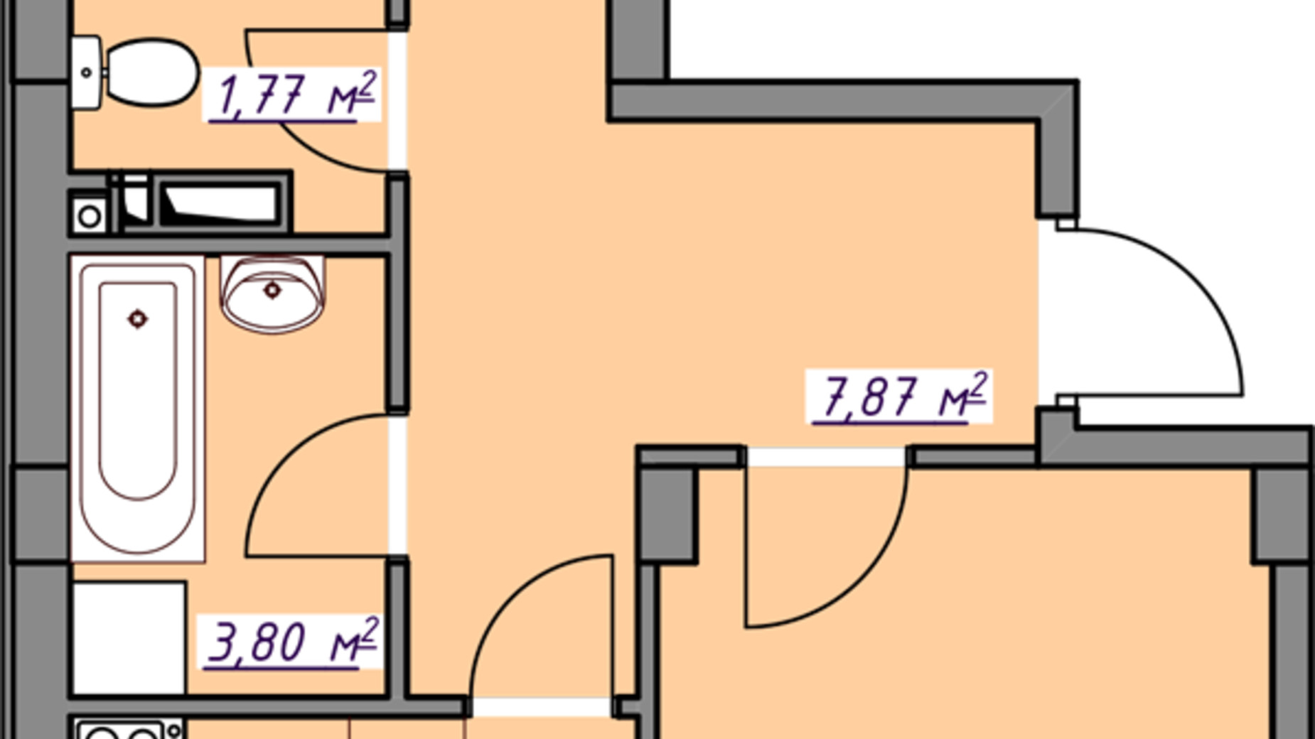 Планування 2-кімнатної квартири в ЖК Сьоме небо 53.71 м², фото 642055