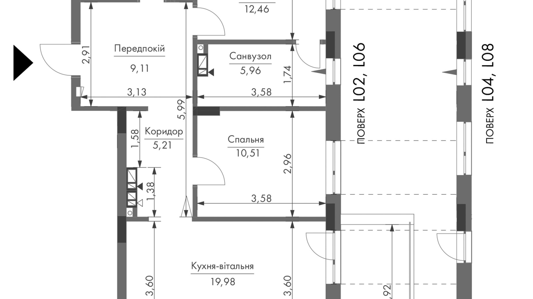 Планування 2-кімнатної квартири в ЖК Gravity Park 72.81 м², фото 642341
