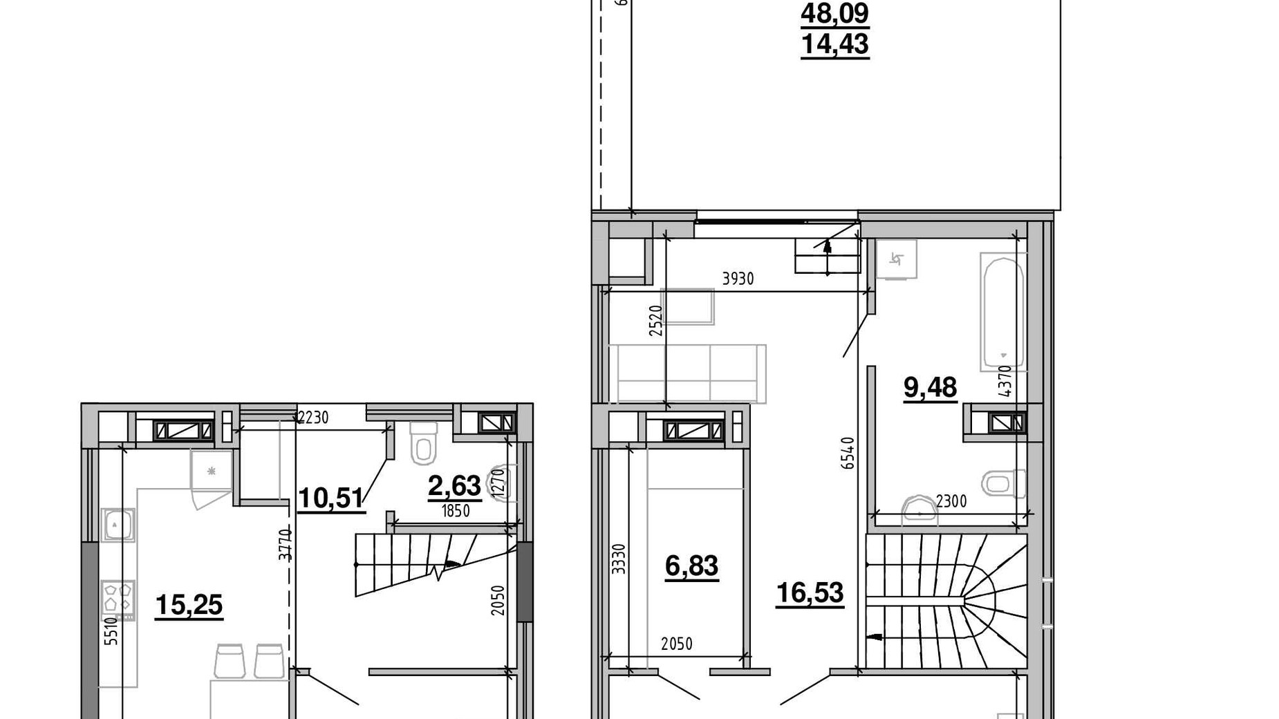 Планировка много­уровневой квартиры в ЖК Містечко Підзамче 116.62 м², фото 642790