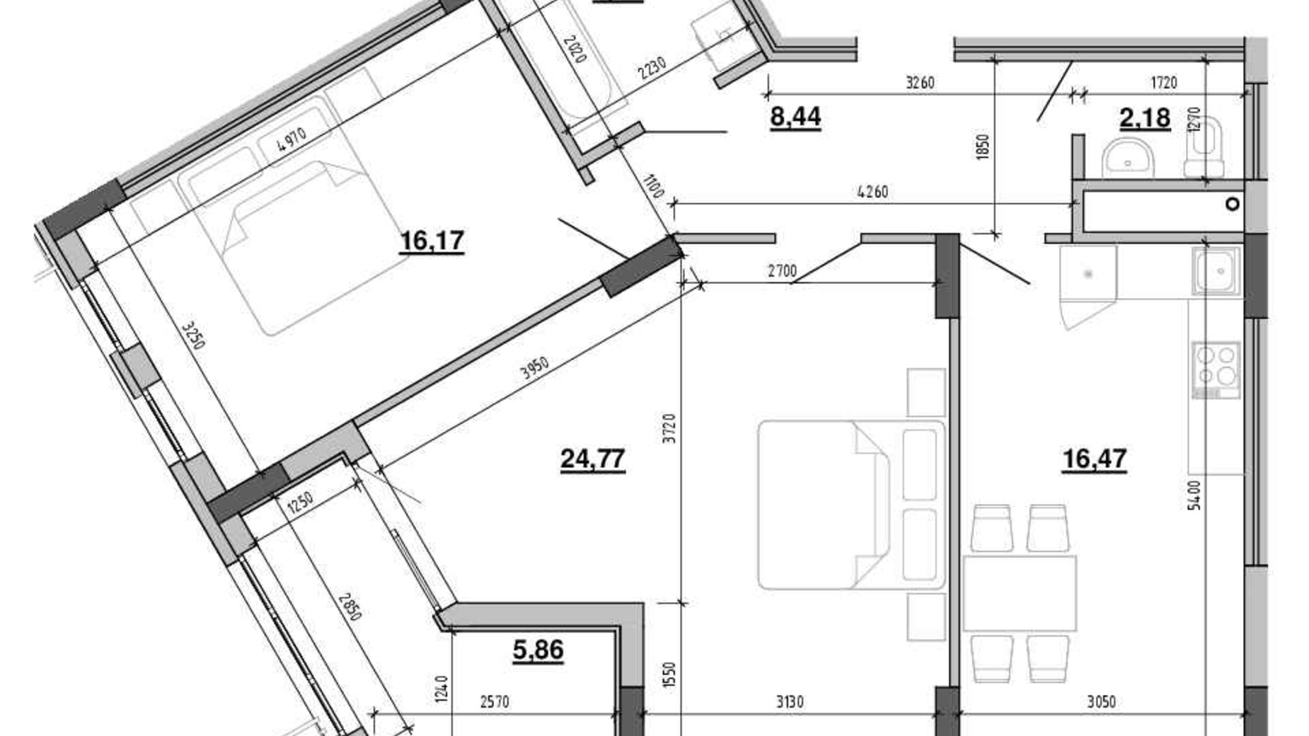 Планування 2-кімнатної квартири в ЖК Містечко Підзамче 78.4 м², фото 642809