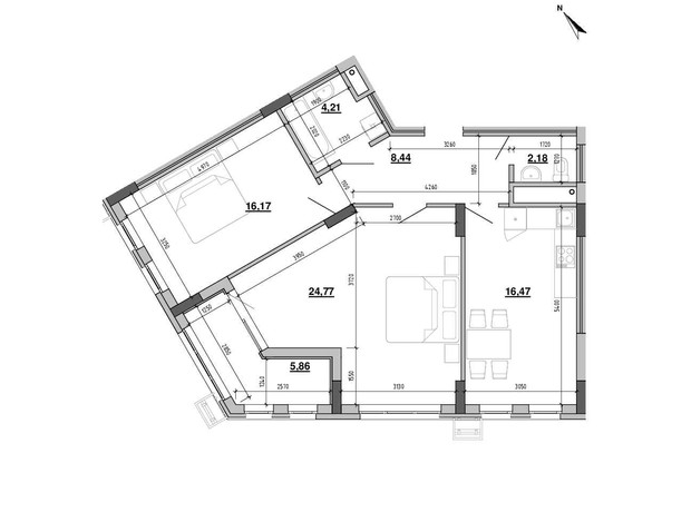 ЖК Містечко Підзамче: планування 2-кімнатної квартири 78.4 м²