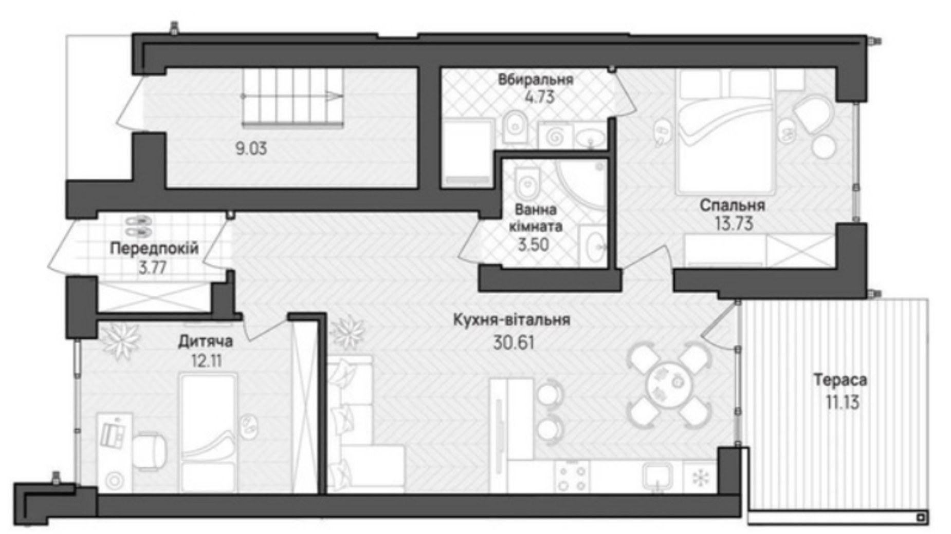Планування апартаментів в КМ О.Краса 72 м², фото 643507
