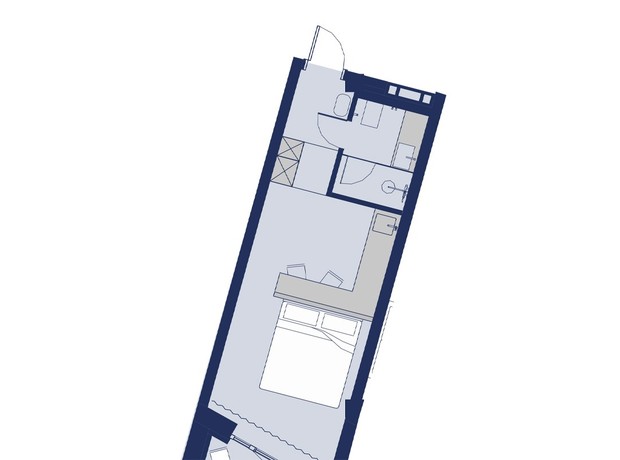 Апарт-отель Wol: планировка 1-комнатной квартиры 24.72 м²