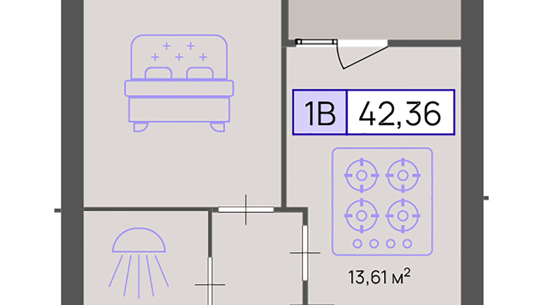 Планировка 1-комнатной квартиры в ЖК Пастеровский 42.36 м², фото 643672