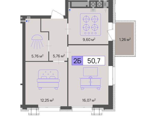 ЖК Пастеровский: планировка 2-комнатной квартиры 50.7 м²