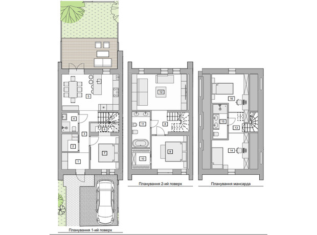 Таунхаус Скандинавия: планировка 4-комнатной квартиры 128.34 м²