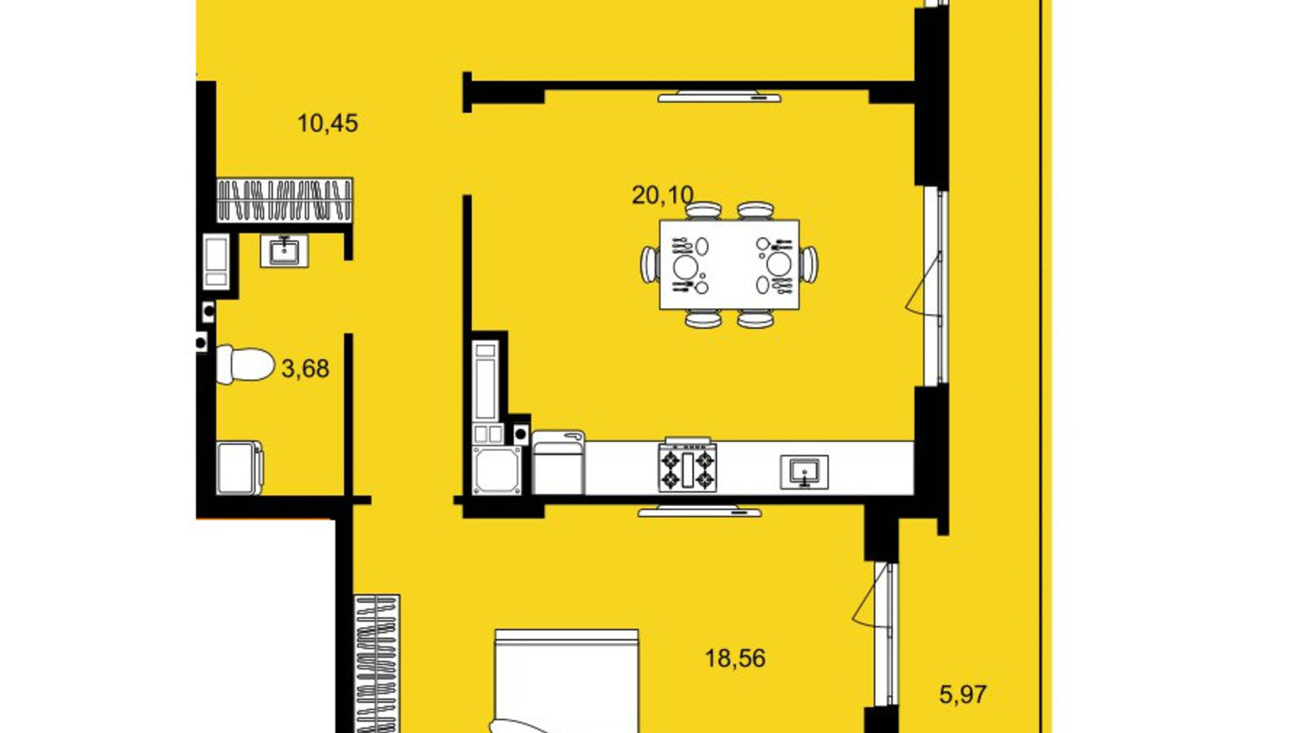 Планировка 2-комнатной квартиры в ЖК Continent West 77.5 м², фото 644389