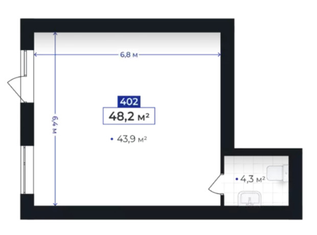 ЖК Містечко Південне: планування приміщення 48.2 м²