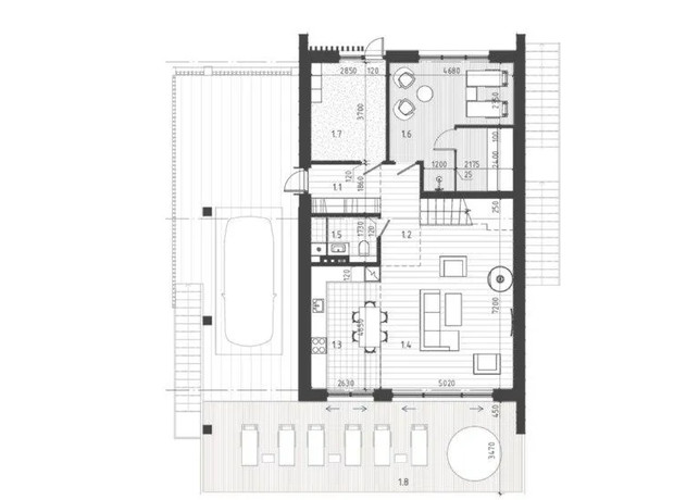 КМ Enhance Bukovel: планування 3-кімнатної квартири 180 м²