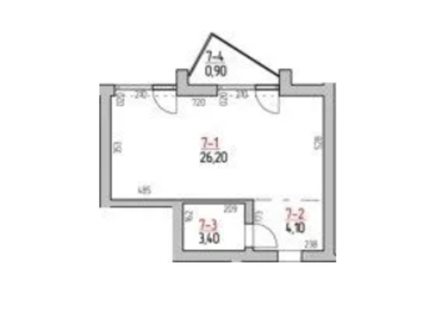 ЖК Rodovid: планировка 1-комнатной квартиры 34.9 м²