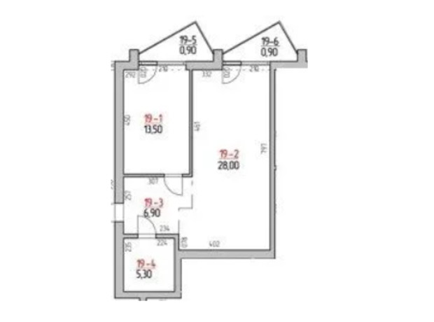 ЖК Rodovid: планировка 2-комнатной квартиры 55.5 м²