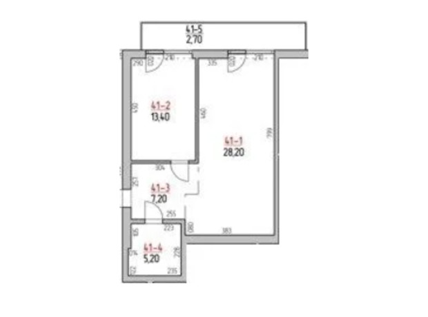 ЖК Rodovid: планировка 2-комнатной квартиры 56.7 м²