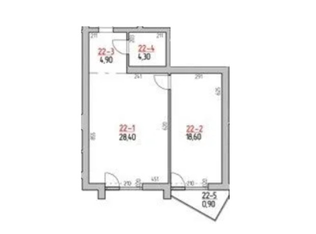 ЖК Rodovid: планировка 2-комнатной квартиры 57.1 м²