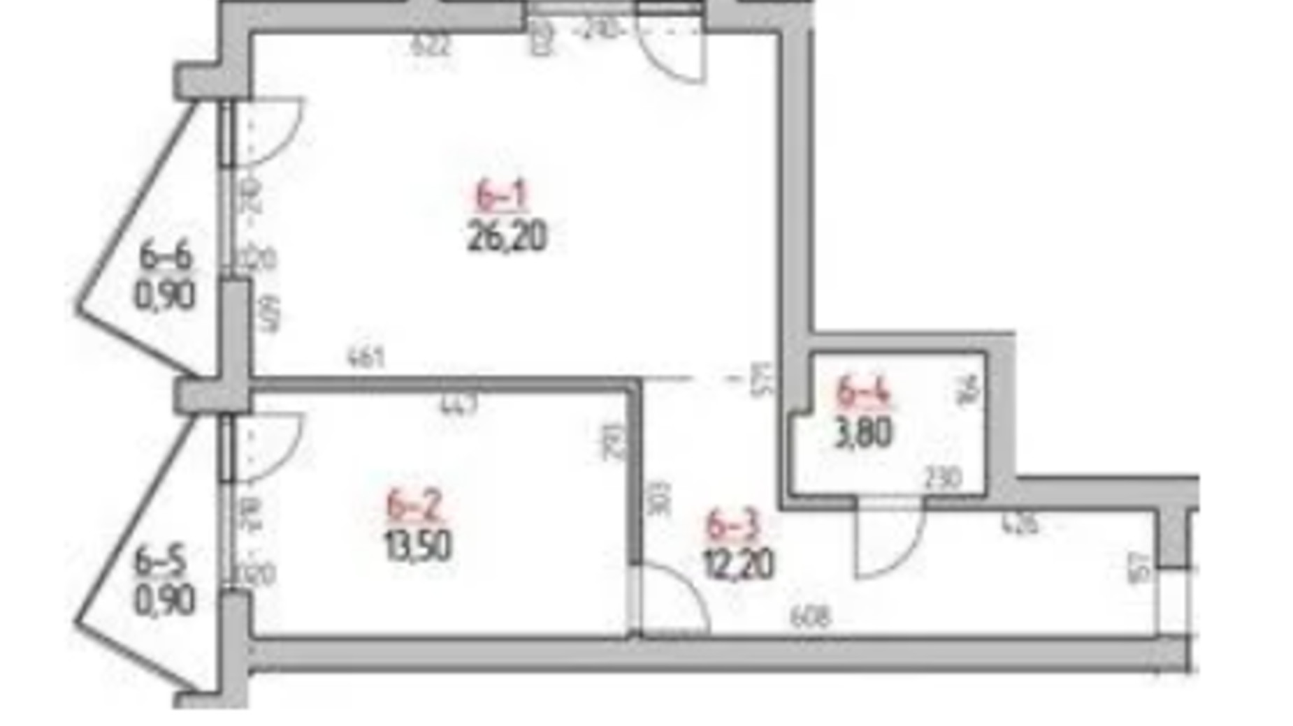 Планировка 2-комнатной квартиры в ЖК Rodovid 57.5 м², фото 644643