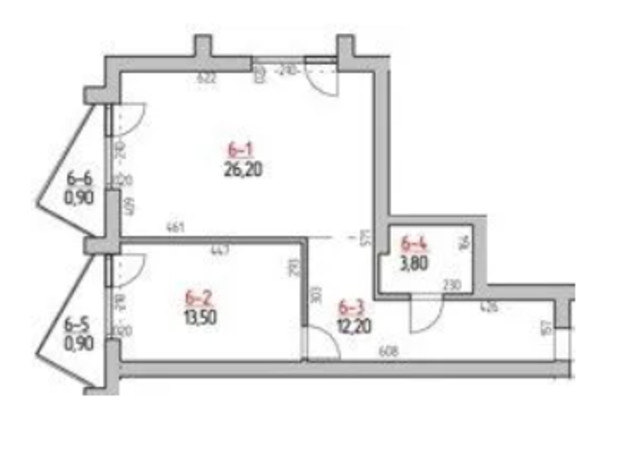 ЖК Rodovid: планировка 2-комнатной квартиры 57.5 м²