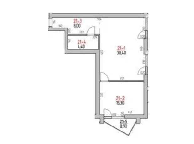 ЖК Rodovid: планировка 2-комнатной квартиры 59 м²
