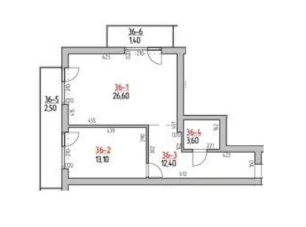 ЖК Rodovid: планировка 2-комнатной квартиры 59.6 м²