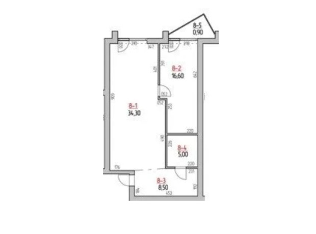 ЖК Rodovid: планировка 2-комнатной квартиры 65.6 м²