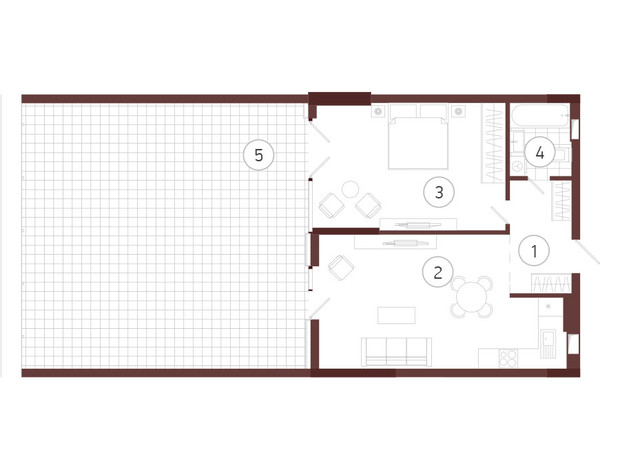 ЖК Obolon Plaza: планировка 1-комнатной квартиры 79.77 м²