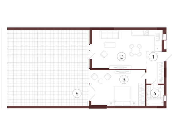 ЖК Obolon Plaza: планировка 1-комнатной квартиры 79.79 м²