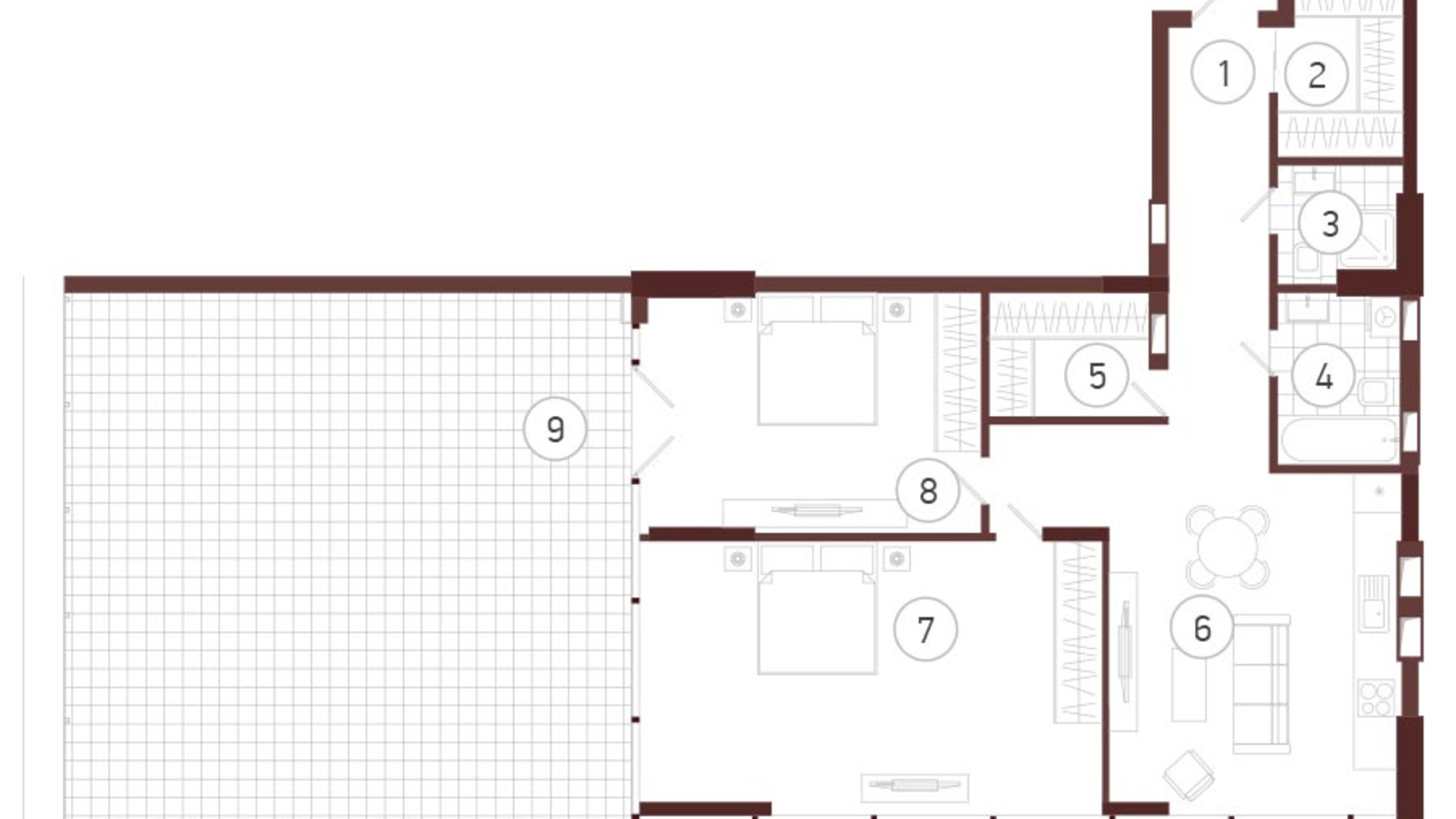 Планировка 2-комнатной квартиры в ЖК Obolon Plaza 123.59 м², фото 644892