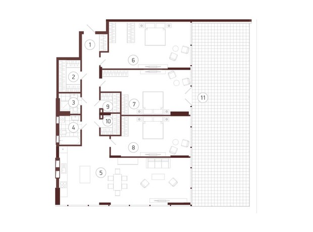 ЖК Obolon Plaza: планировка 3-комнатной квартиры 203.16 м²