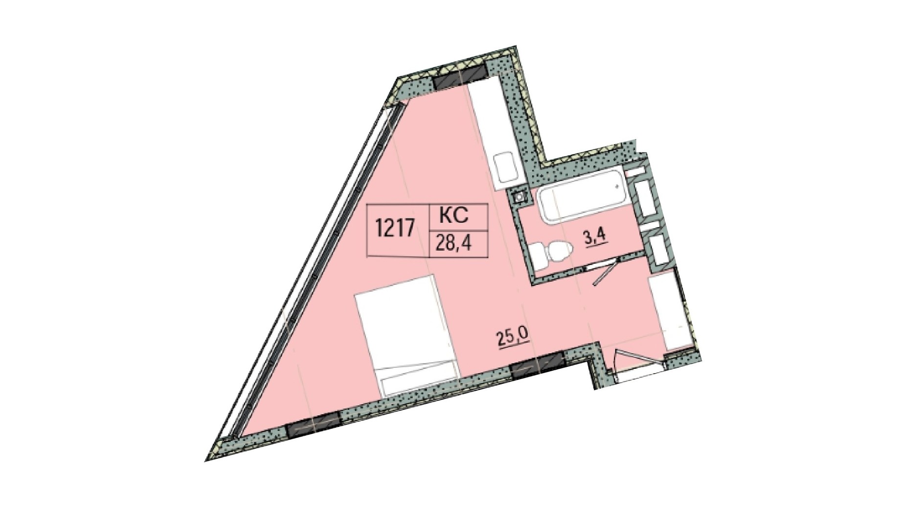 Планировка апартаментов в отель ARCHotel 28.4 м², фото 645439