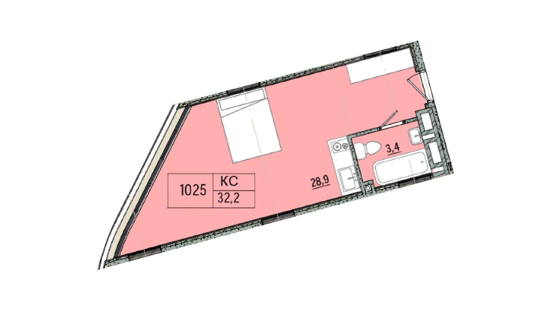 Планировка апартаментов в отель ARCHotel 32.2 м², фото 645440