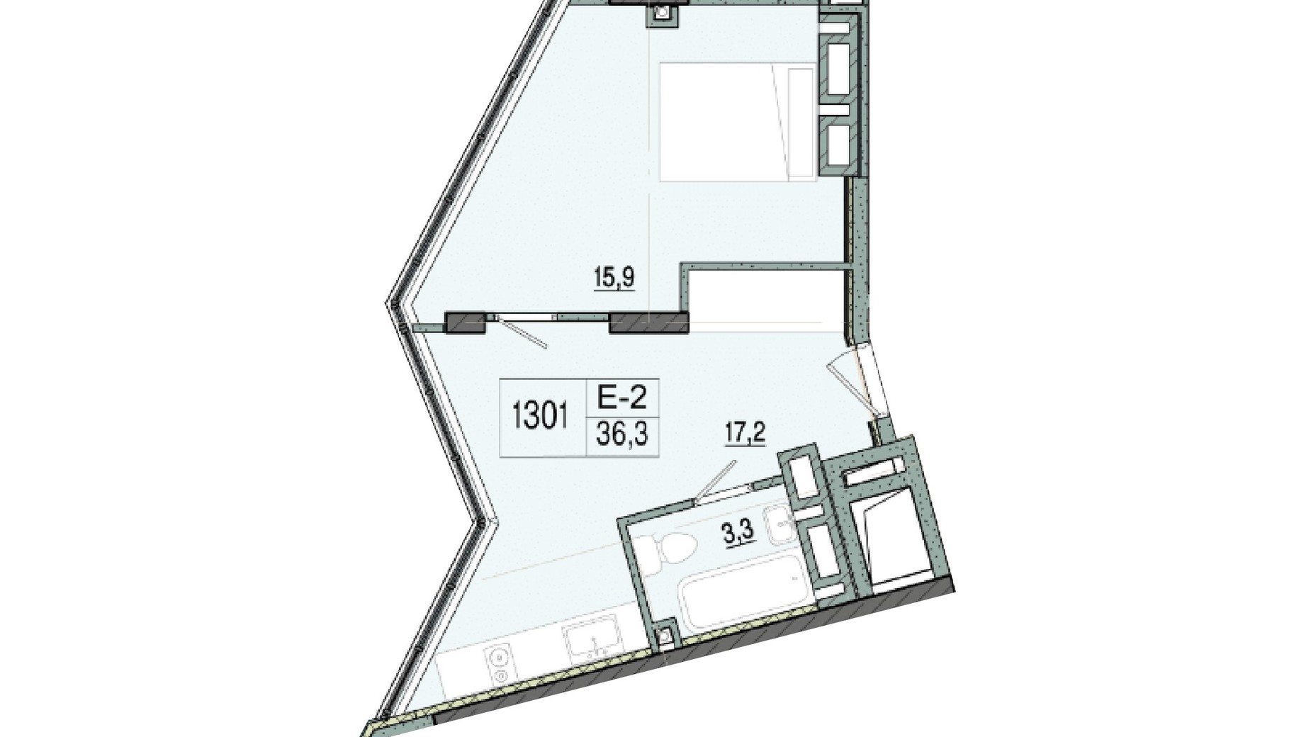 Планировка апартаментов в отель ARCHotel 36.74 м², фото 645443