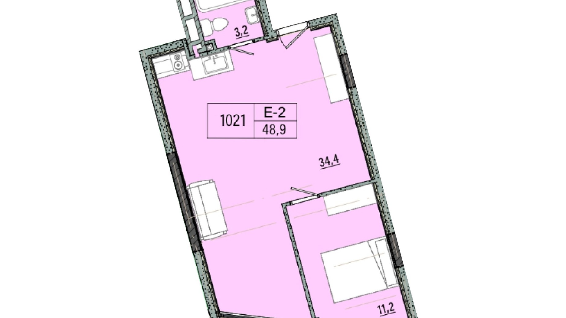 Планировка апартаментов в отель ARCHotel 47.53 м², фото 645445