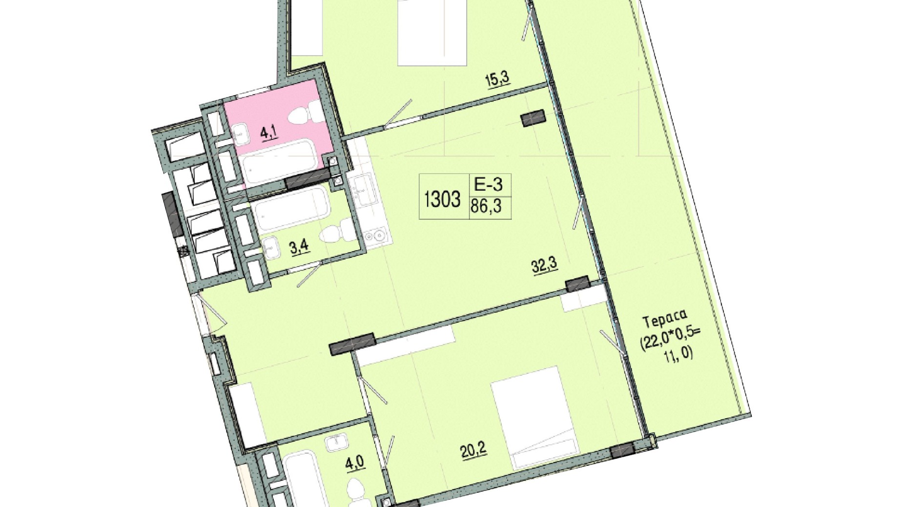 Планировка апартаментов в отель ARCHotel 86.1 м², фото 645447