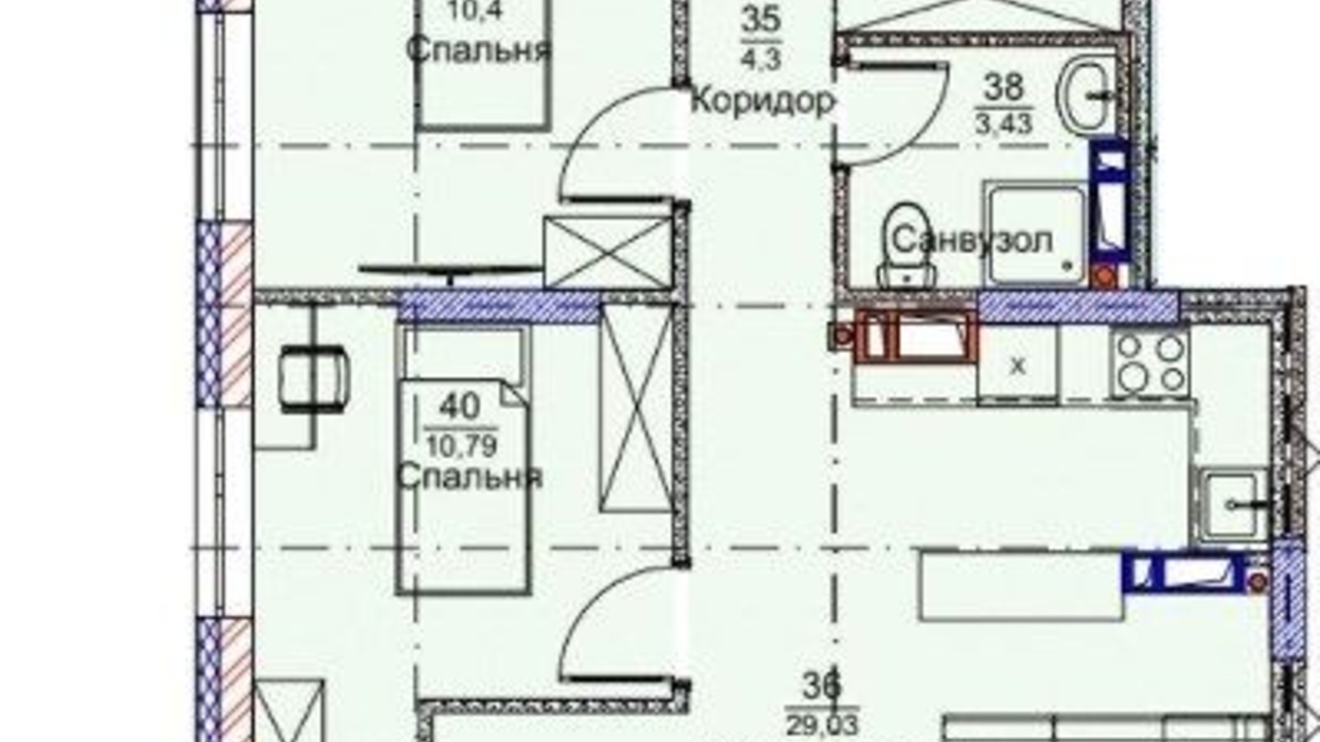 Планировка 3-комнатной квартиры в ЖК Метрополия 2 85.3 м², фото 645825