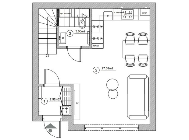 КМ Garden village: планування 2-кімнатної квартири 65.79 м²