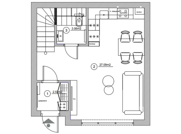 КГ Garden village: планировка 2-комнатной квартиры 65.67 м²