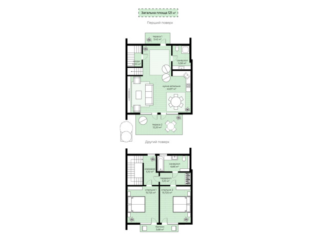КМ Apex: планування 3-кімнатної квартири 121 м²