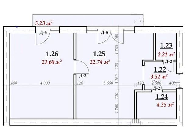 ЖК Сучасний: планировка 2-комнатной квартиры 57 м²