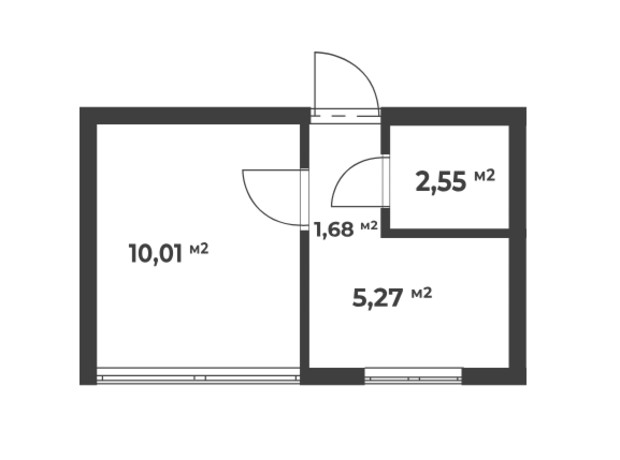 ЖК Aura Park: планування 1-кімнатної квартири 19.91 м²