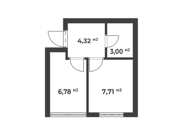 ЖК Aura Park: планування 1-кімнатної квартири 21.81 м²