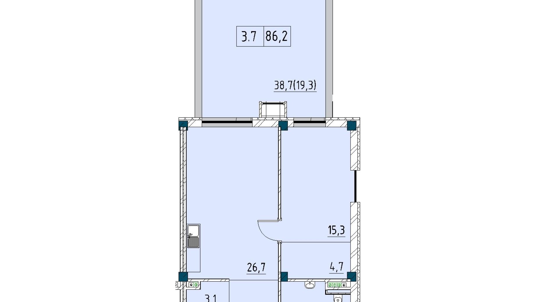 Планировка 1-комнатной квартиры в ЖК Ришельевский Пассаж 86.2 м², фото 646514