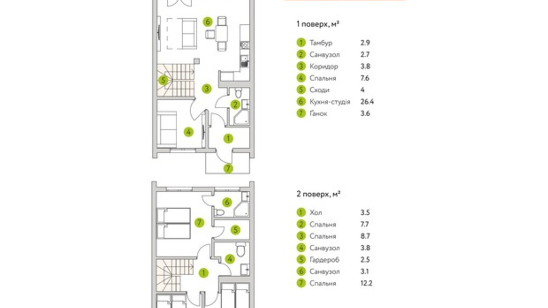 Планировка коттеджа в КГ Зеленый бульвар 100 м², фото 647013