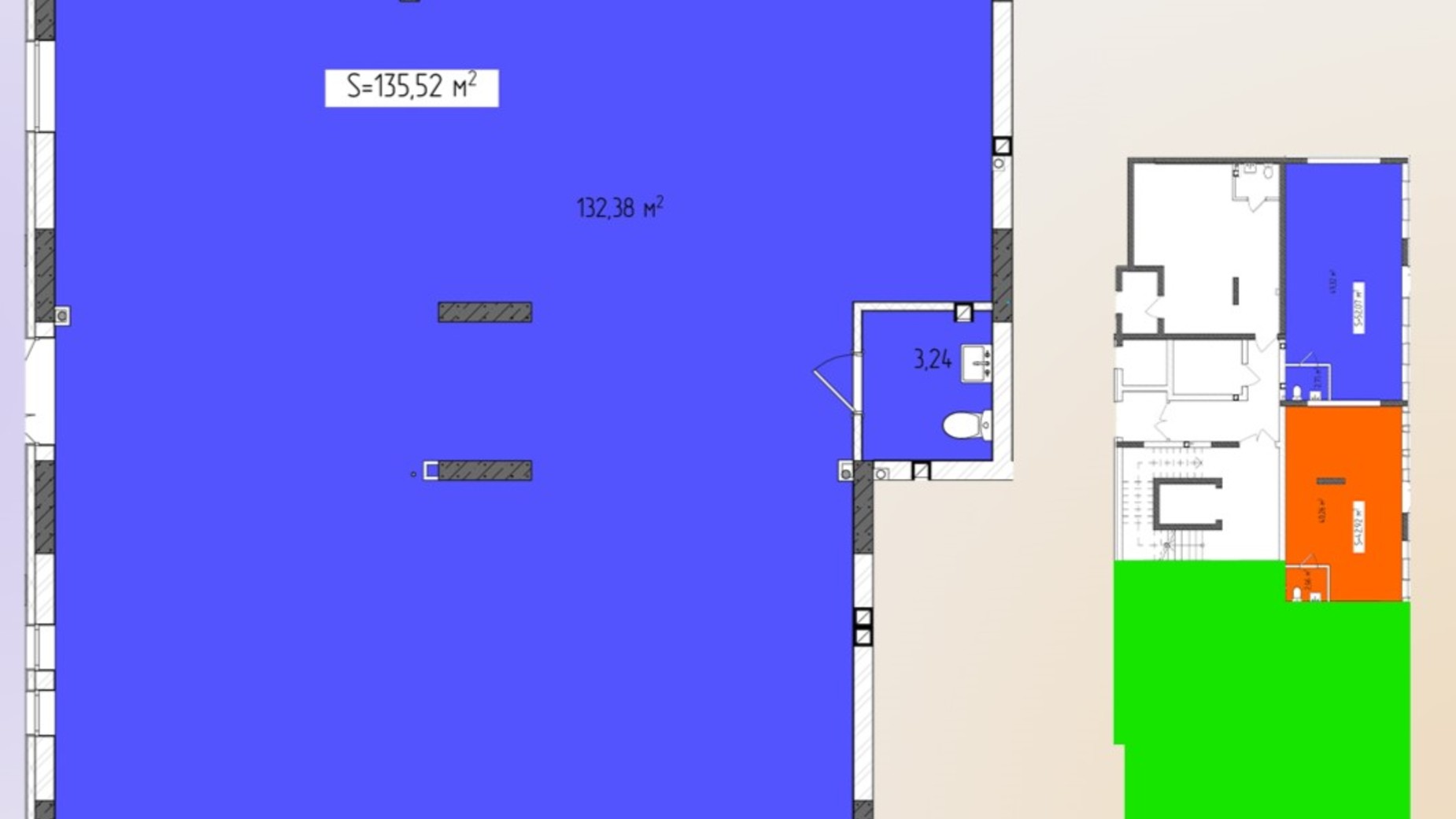Планировка помещения в ЖК Green Side 132.52 м², фото 647360